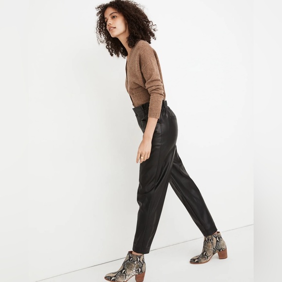 Madewell Pants - MADEWELL Vegan‎ Leather Pull-On Paperbag Pants